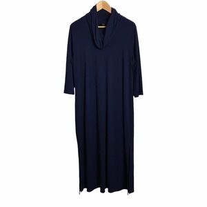 J Jill Wearable‎ Collection Large Blue Jersey Cowlneck Pullover Relaxed Dress